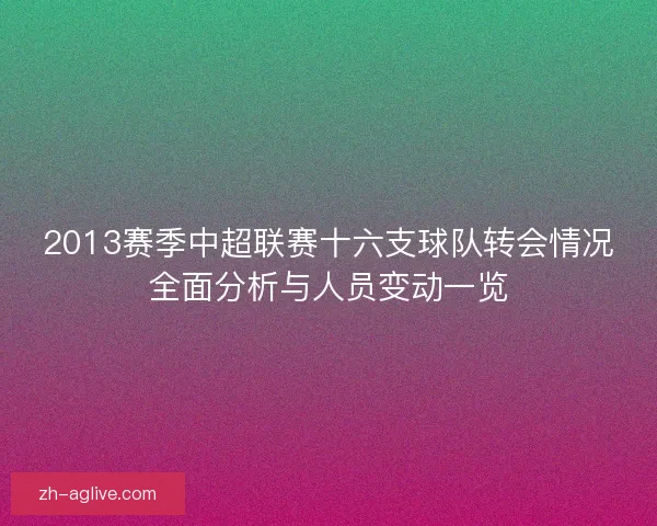 2013赛季中超联赛十六支球队转会情况全面分析与人员变动一览 2013赛季中超联赛十六支球队转会情况全面分析与人员变动一览