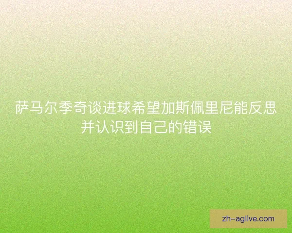 萨马尔季奇谈进球希望加斯佩里尼能反思并认识到自己的错误